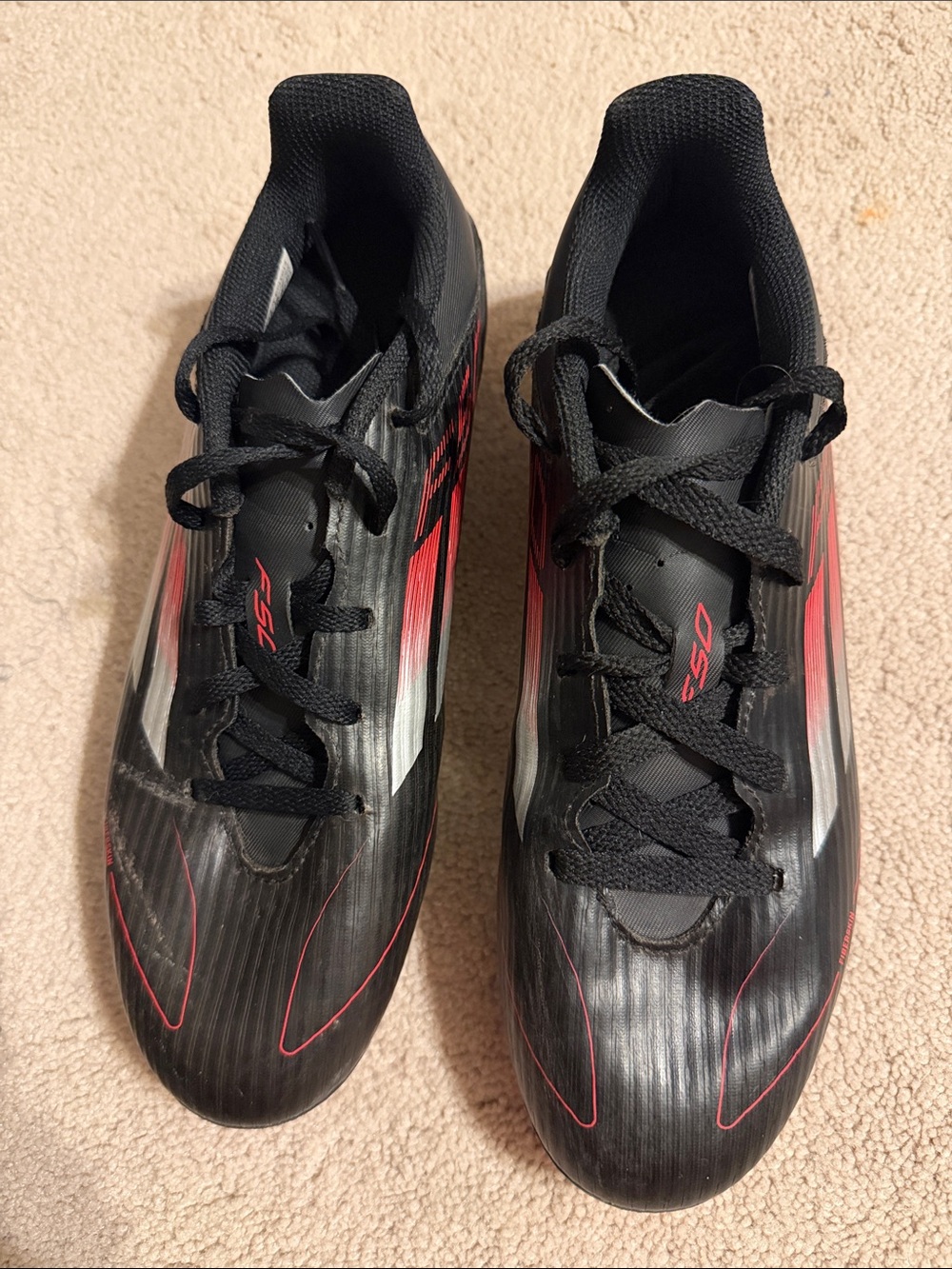 adidas Black and Red Men's Athletic Soccer Shoes